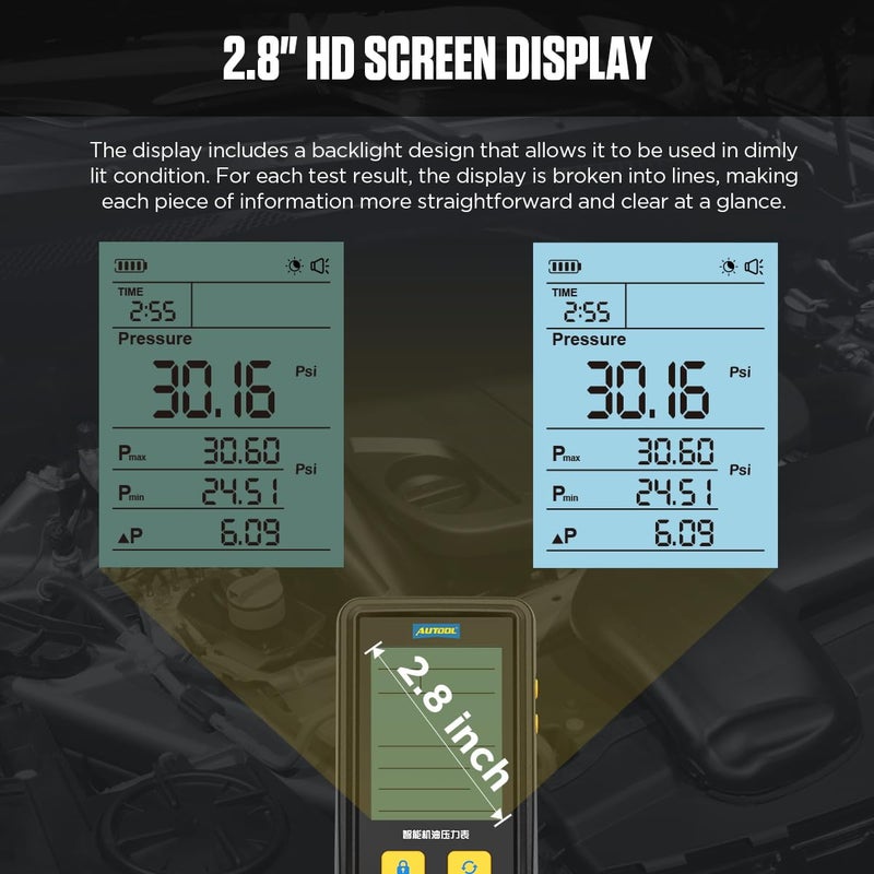 Autool Oil Pressure Tester Tool,0-426.6 PSI Oil Pressure Gauge kit Automotive,Intelligent Engine Oil Pressure Tester Tool kit,Digital Engine Oil Pressure Tester Gauge Tool Kit - Image 5